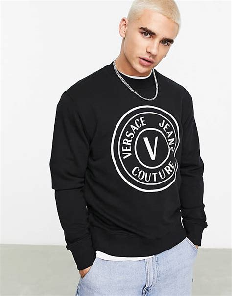 Versace Jeans Couture v emblem sweatshirt in black